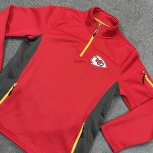 Kansas City Chiefs NFL Team Apparel Quarter-Zip Jacket Fleece Lining Men's M